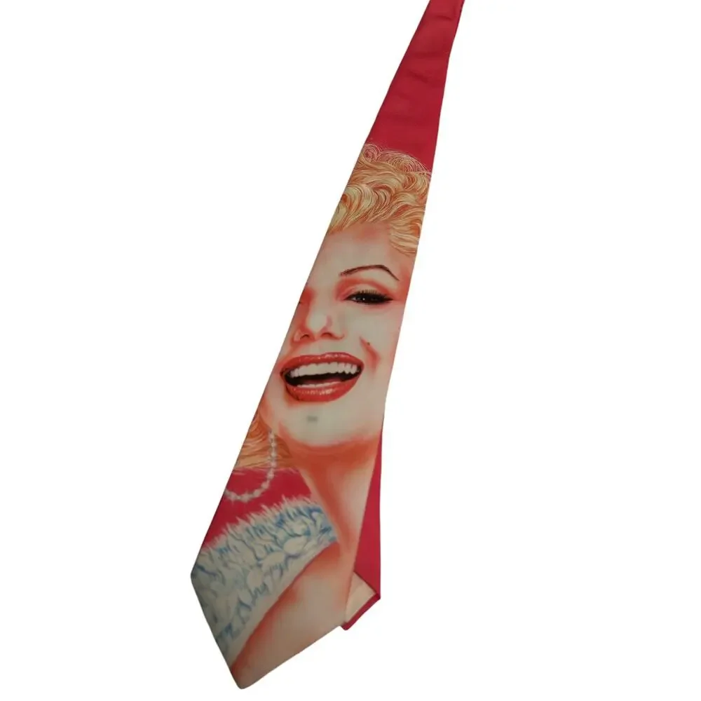 Vintage Ralph Marlin Pink Pin-Up Style Tie Retro Blonde Marylin Monroe‎